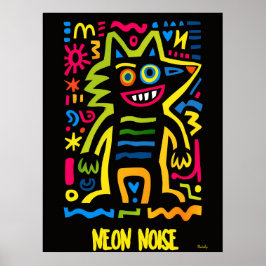 Neon Wolf Poster - Diseño de Halloween de Arte Pop