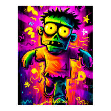 Neon Zombie – Arte Pop Cartoon Monstruo de Hallowe