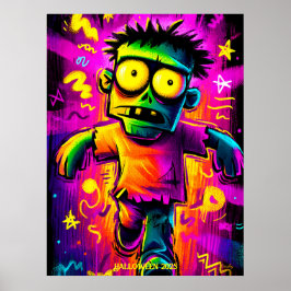 Neon Zombie - Monstruo de Halloween de arte pop Pe
