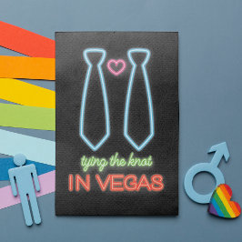 NeonTying the Knot in Vegas Gay Wedding Invitación