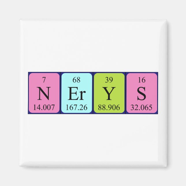 Nerys imán de nombres de tabla periódicos (Frente)