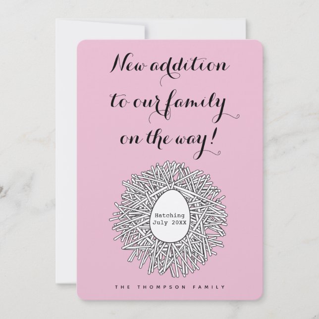 Nest Monograma Niña Embarazo Invitación (Anverso)