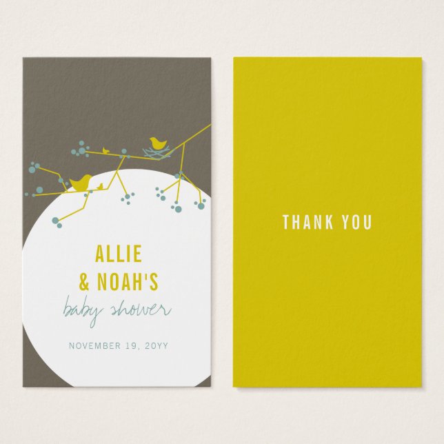 Nesting Bird Family Baby Shower DIY Favor Gift Eti (Anverso y reverso)