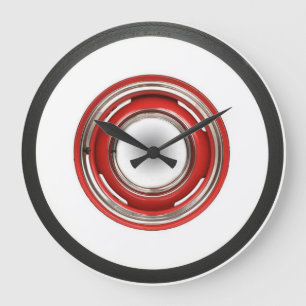 Neumático de pared blanca con borde rojo reloj gra