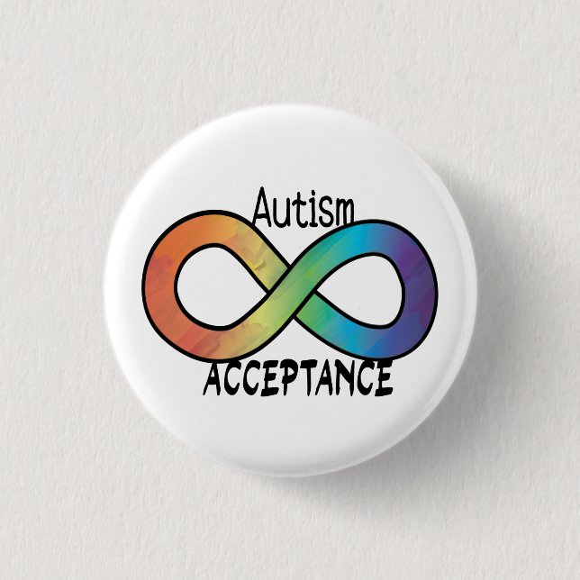 Neurodiversidad Autismo Aceptación Botón Arcoiris (Anverso)