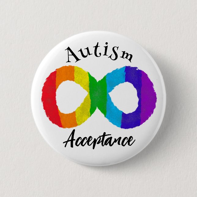 Neurodiversidad Autismo Aceptación Botón Arcoiris (Anverso)