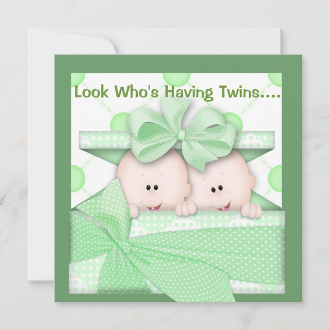 NEUTRAL DE INVITACIÓN DE BABY SHOWER DE TWINS (Anverso)