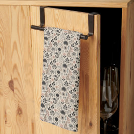 Neutral Deep Taupe Floral Stems Kitchen Toalla