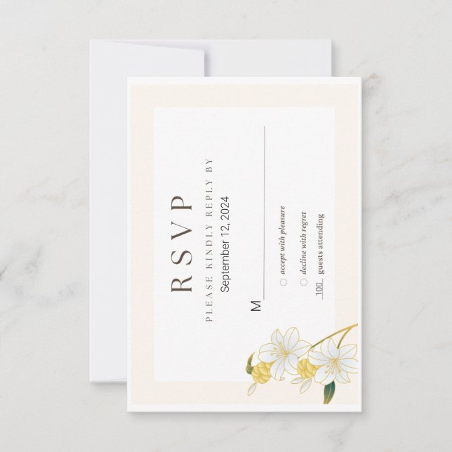 Neutral Elegante Boda Floral RSVP (Anverso)
