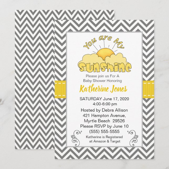 Neutral, eres mi invitación a Baby Shower Sunshine (Anverso / Reverso)