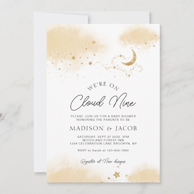 Neutral Estamos en la Invitación de Nueve Baby Sho (Anverso)