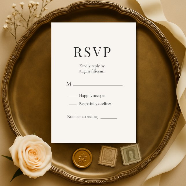 Neutral Ivory Minimalist Wedding RSVP  (Subido por el creador)