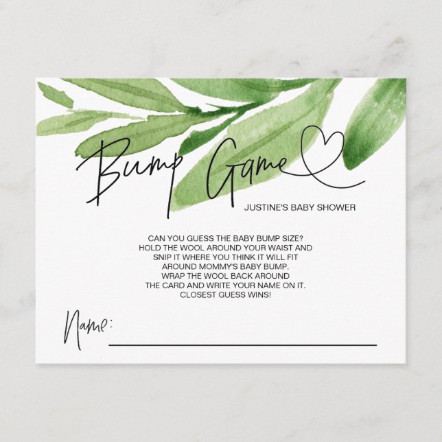 Neutral juego Baby Shower Bump Adivina tarjetas de (Anverso)