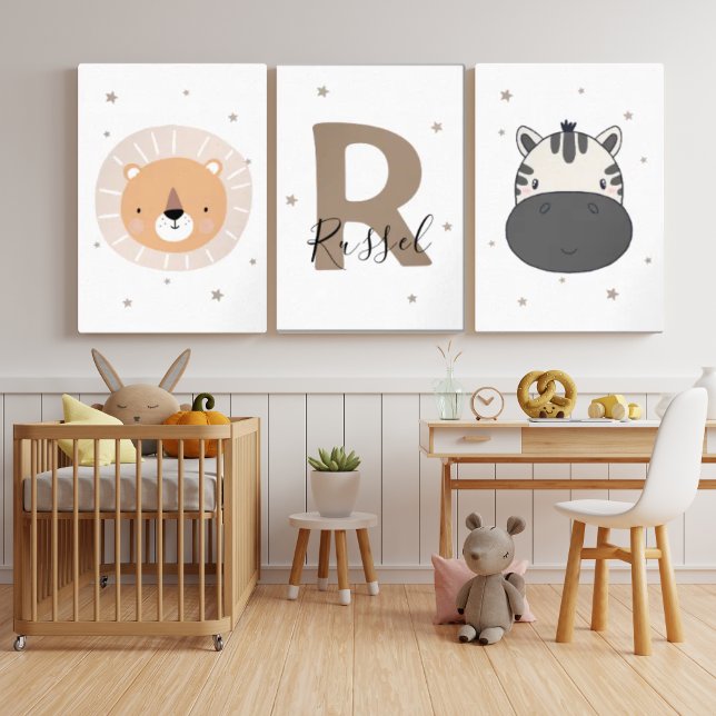 Neutral Safari Nursery Wall Art Set Lion Zebra (Subido por el creador)