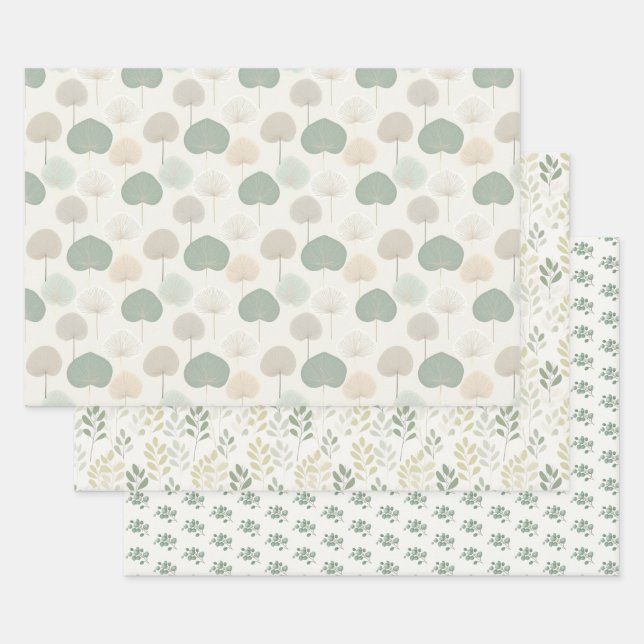 Neutrales grises de hoja verde vegetal beige (Set)
