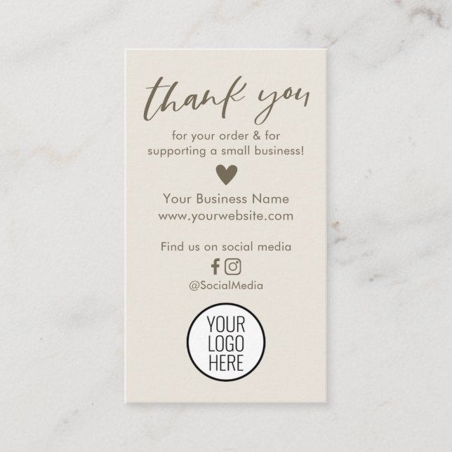 Neutros Modernos Gracias Por Sus Tarjetas De Pedid (Anverso)