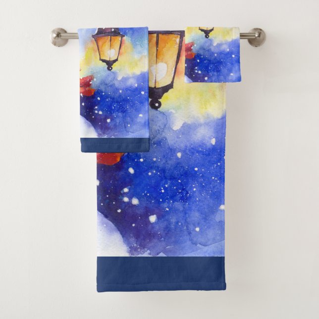 Nevada acuarela Feliz Navidad Año Nuevo noche (In situ)