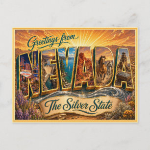 Nevada Antiguo Saludo De Tarjeta Postal