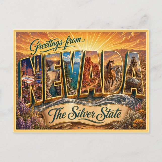 Nevada Antiguo Saludo De Tarjeta Postal (Anverso)