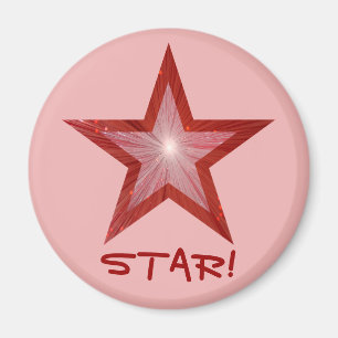 Nevera de Estrella Roja 'STAR!' imán redondo rosa