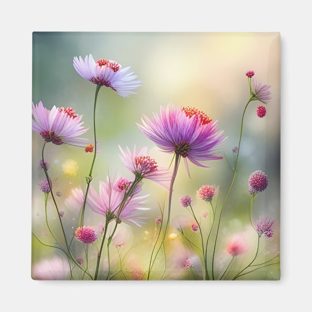 Nevera imán con flores silvestres de Bonito (Frente)