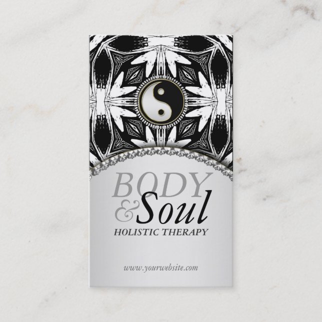 New Age Yin Yang Black White Batik - Tarjeta de pr (Anverso)