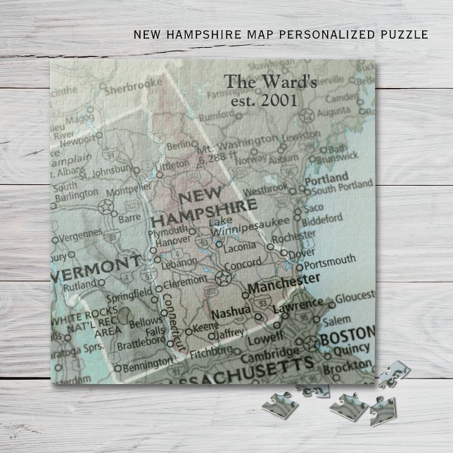 New Hampshire State Map Puzzle |Granite State Gift (Subido por el creador)