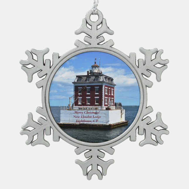 New Londond Ledge Light, adorno de Navidad de CT (Anverso)