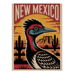 New Mexico Roadrunner Vintage Poster   Desert
