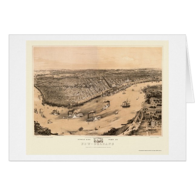 New Orleans, mapa panorámico del LA - 1851 (Anverso (Horizontal))