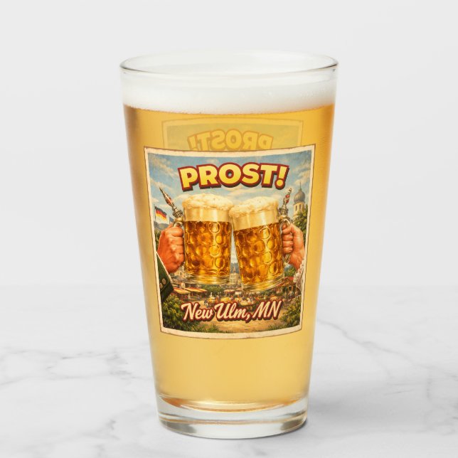 New Ulm MN Minnesota German Prost Glass (Anverso (lleno))