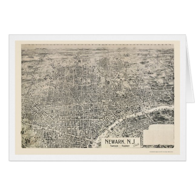 Newark, mapa panorámico de NJ - 1895 (Anverso (Horizontal))