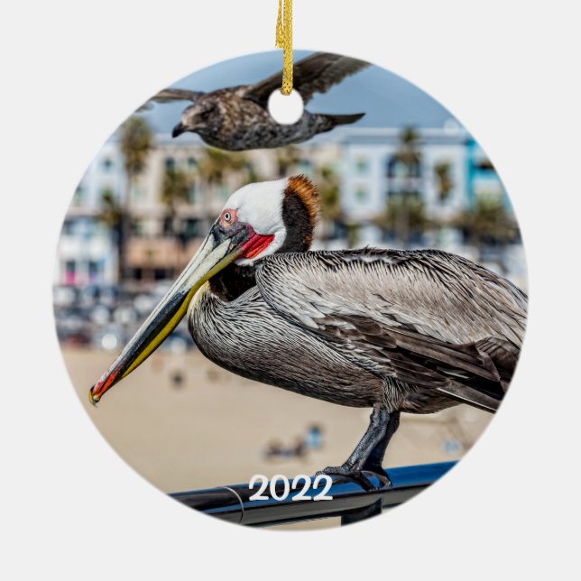 Newport Beach 2 lado redondo Ornamento cerámico (Atrás)