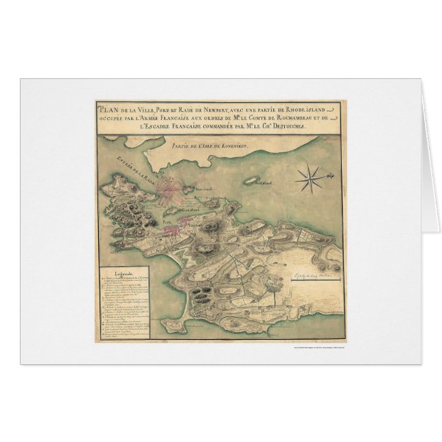 Newport, mapa revolucionario 1780 de RI (Anverso (Horizontal))
