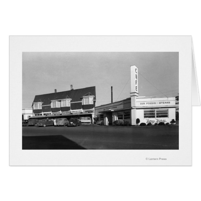 Newport, Oregon View of Bay Way Caf � Fotografía (Anverso (Horizontal))