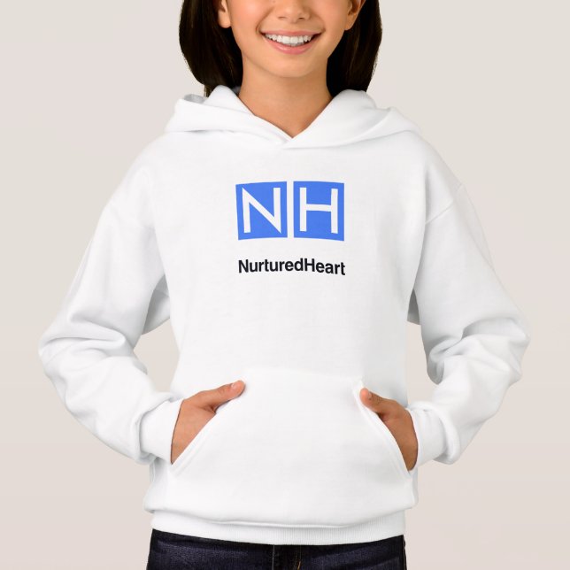 NHI Kids White Pullover Hoodie con bolsillos (Anverso)
