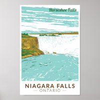 Niagara Falls Horseshoe Falls Viaje Arte Vintage