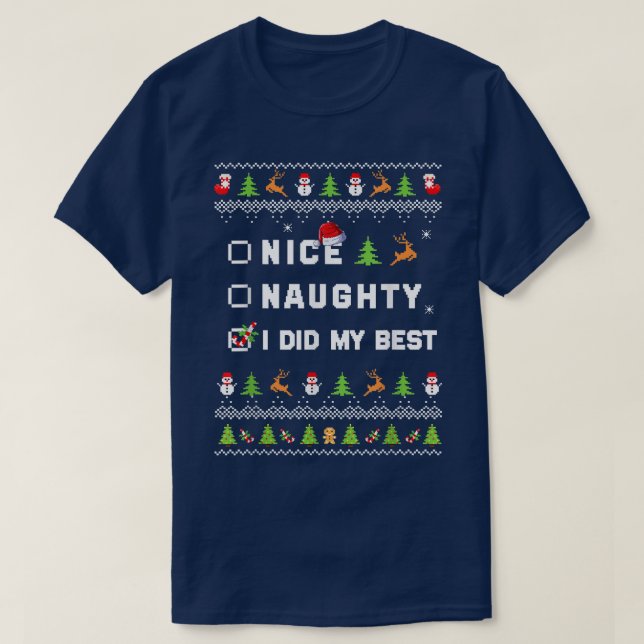 Nice Naughty I Did My Best Ugly Sweater Santa Chri (Diseño del anverso)