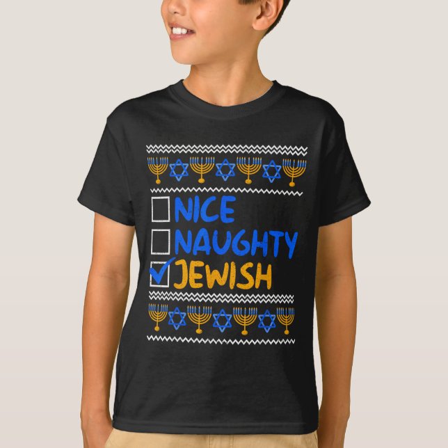 Nice Naughty Jewish Ugly Hanukkah Chanukah Sweater (Anverso)