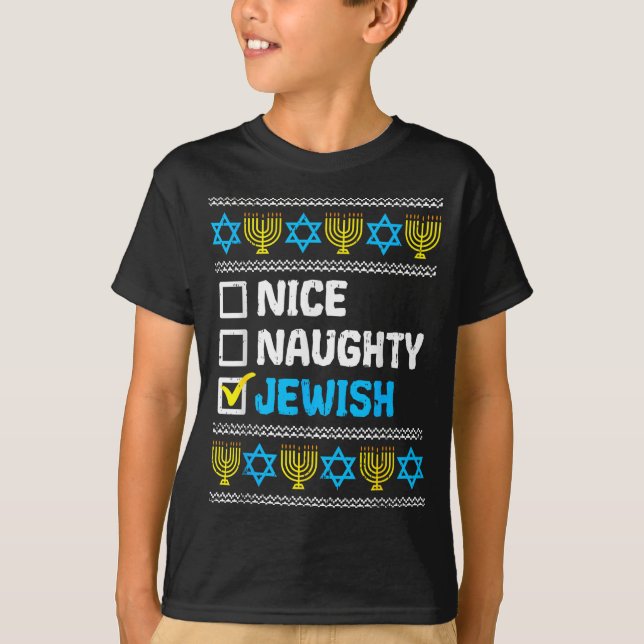 Nice Naughty Jewish Ugly Hanukkah Sweater Chanukah (Anverso)