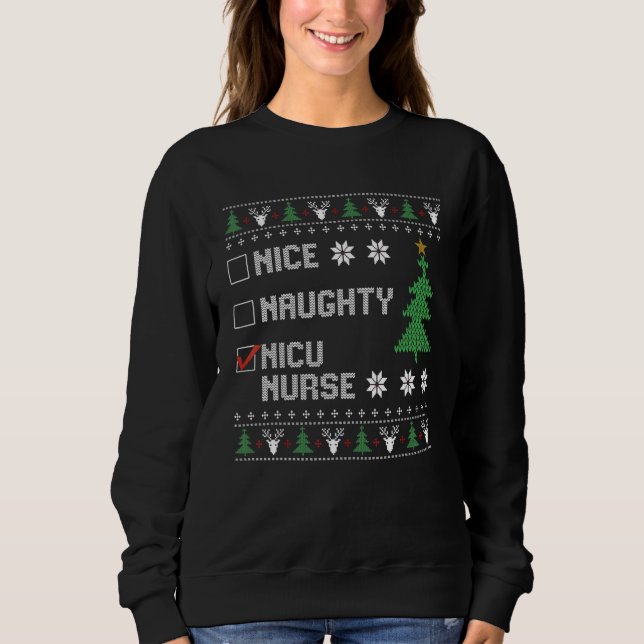 Nice Naughty NICU Nurse  Ugly Christmas Sweater (Anverso)
