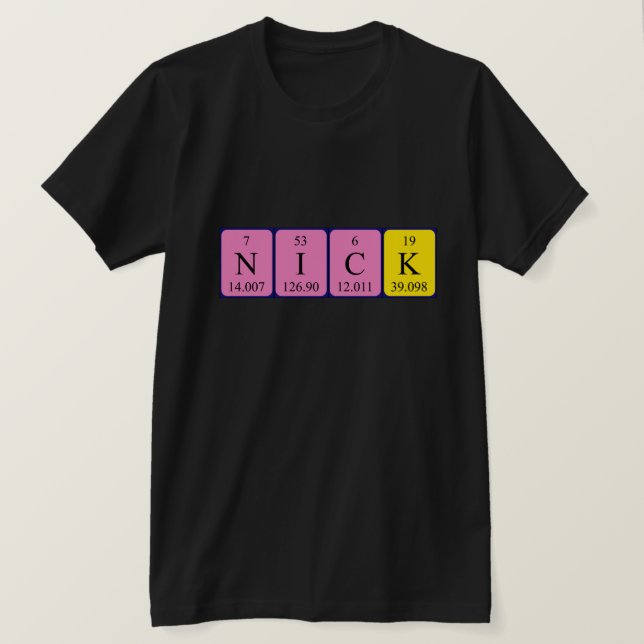 Nick: camisa de nombre de tabla periódica (Anverso del diseño)