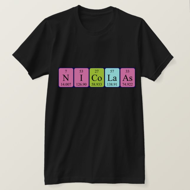 Nicolaas camisa de nombre de tabla periódica (Anverso del diseño)