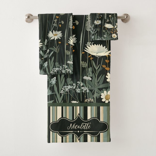 Nicolette Dark Daisy Floral Stried (In situ)