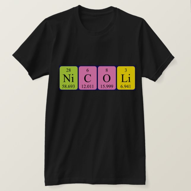 Nicoli, camisa de nombre de tabla periódica (Anverso del diseño)
