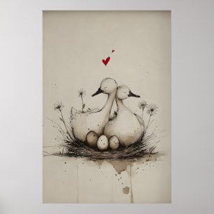 Nido de Amor – Patos de Primavera Arte Imprimible,