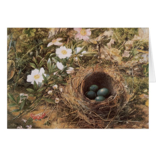 Nido de Pájaros y Rosas de Perro por John William  (Anverso (Horizontal))