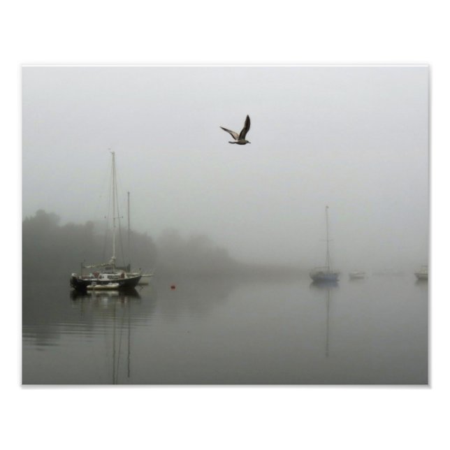Niebla matutina con foto de barcos de vela (Frente)