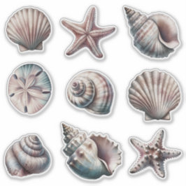 Niebla Pegatinas de diferentes conchas marinas - c