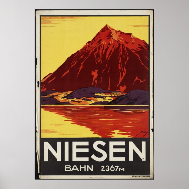 Niesen Bahn Viajes Vintage Posters Ad Retro Impres (Frente)